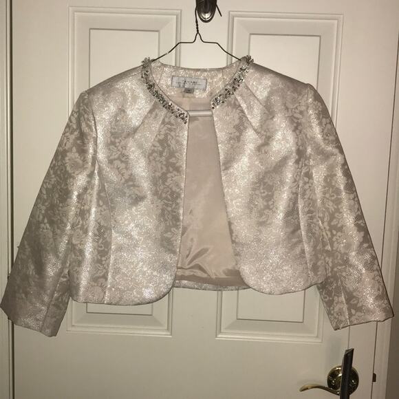 Tahari champagne gold embellished jacket 12 NWT - Picture 3 of 12